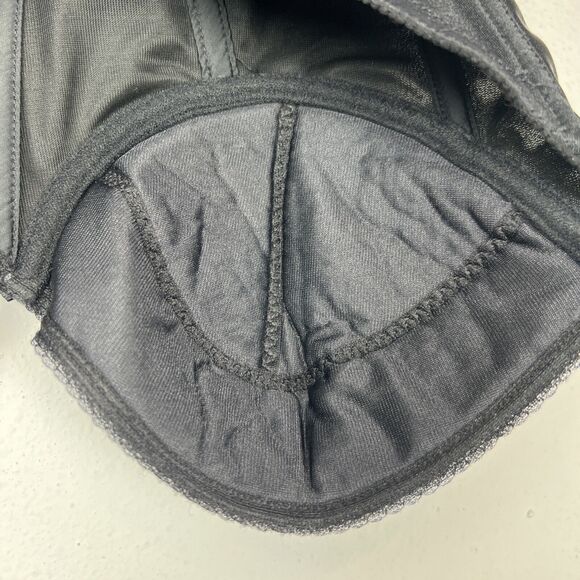 Vintage Backless Bustier By Delicates Lingerie Black Satin Bra Corset 36C Boning - Picture 7 of 13
